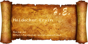 Heidecker Ervin névjegykártya